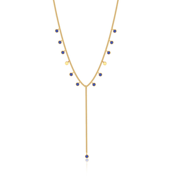 Blue Lapis Lazuli Y Shape Necklace - Zafari Studio - Zafari Jewlery